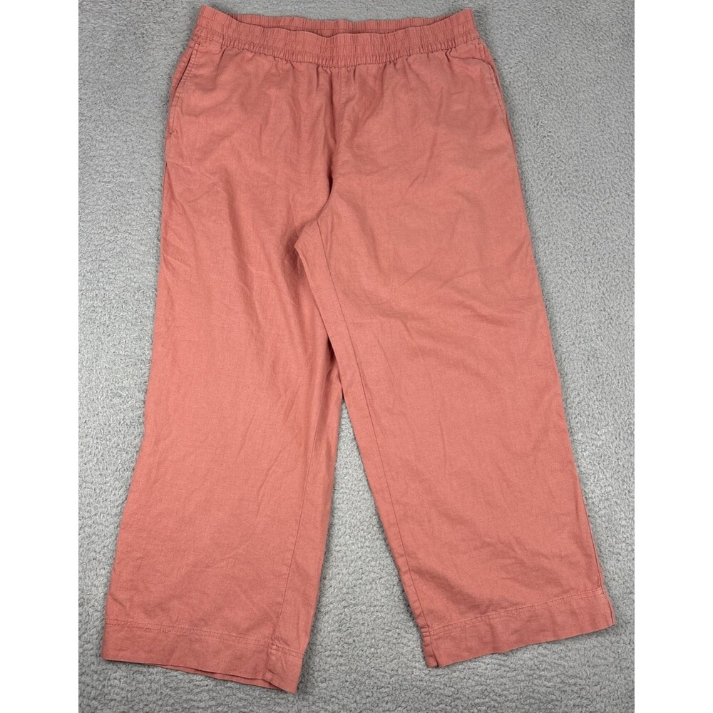 Old Navy Linen Blend Coral Pants Size XL Wide Leg High Rise Pull-On Coastal